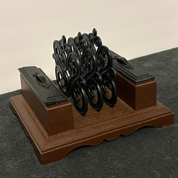 Vintage Mid-Century Desk Organizer Faux Wood Grain - Picture 1 of 8